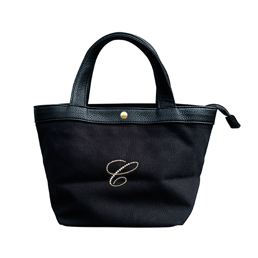 Initial tote bag S(Black)