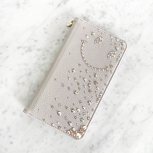 Smartphone Case M/Synthetic leather/Smiley Sparkling(Greige