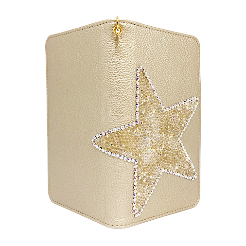 Smartphone Case M/Synthetic leather/Star Crystal Rocks L(Gold