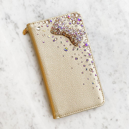 Smartphone Case M/Synthetic leather/RibbonM Sparkling(Gold)