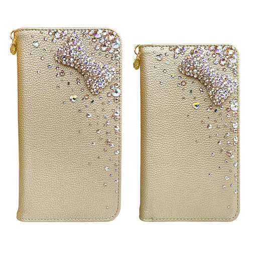 Smartphone Case M/Synthetic leather/RibbonM Sparkling(Gold)