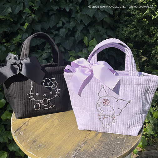 ハローキティ (タテ）キルティングトート_Black COLLABORATION